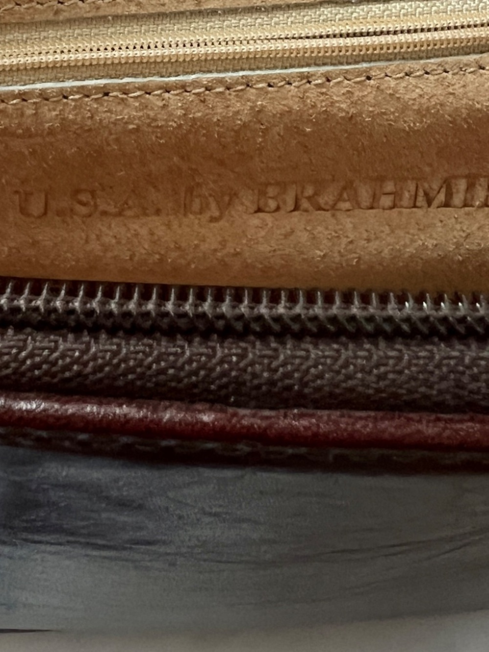Vintage Made in USA Brahmin Solid Dark Brown Leather Dome Satchel Bag - Picture 4 of 5